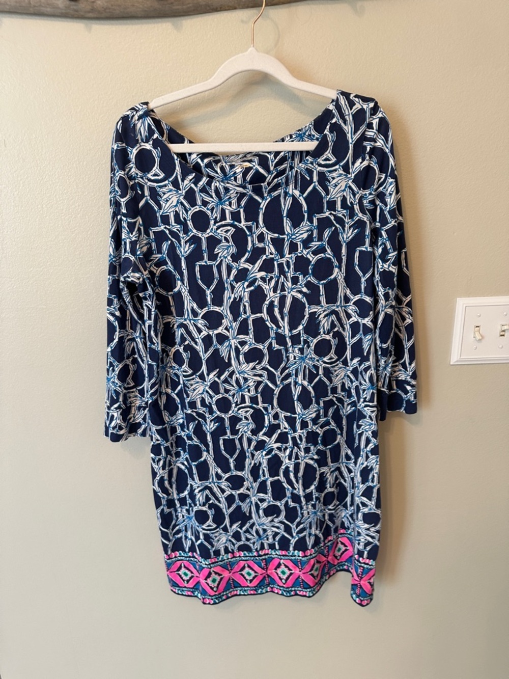 Lilly Pulitzer Navy Blue & Pink Patterned Shift Dress